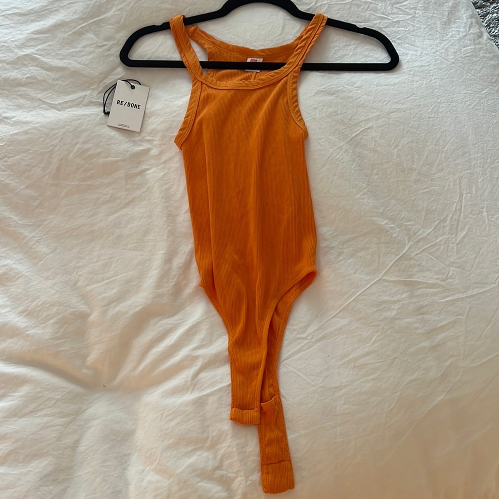 Orange ribbed Re/Done tank top / body suit